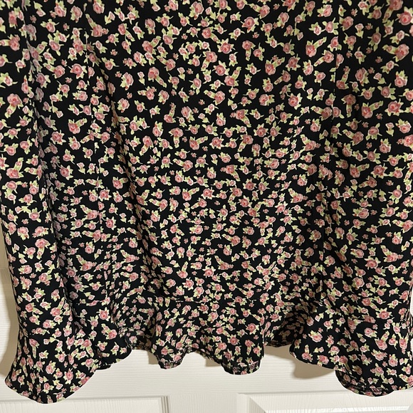 Danny & Nicole Black Ditsy Floral V-Neck Maxi Dress 90s Y2K Sz 14 - Picture 6 of 6